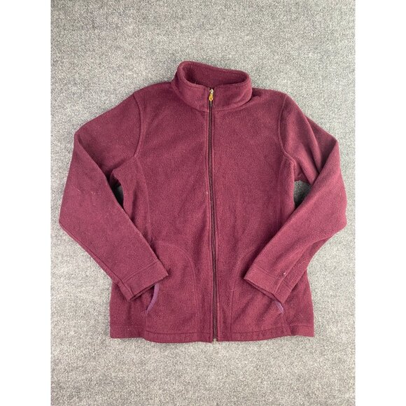 Woolrich Fleece Jacket Women's Medium Dark Red Full Zip Fleece Pockets Mock Neck - Picture 1 of 5